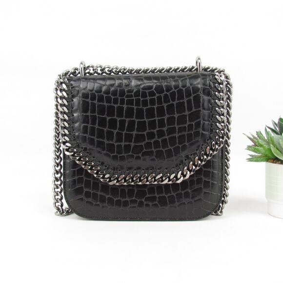 Authentic Stella McCartney Croc Embossed Faux Leather Falabella Star Box Bag - Picture 3 of 12